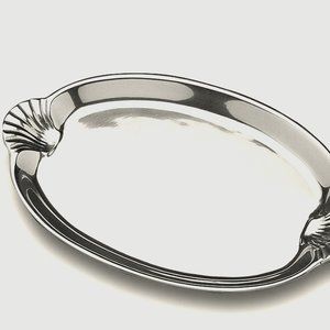 WILTON ARMETALE SCALLOP HANDLE OVAL TRAYS, matching, vintage